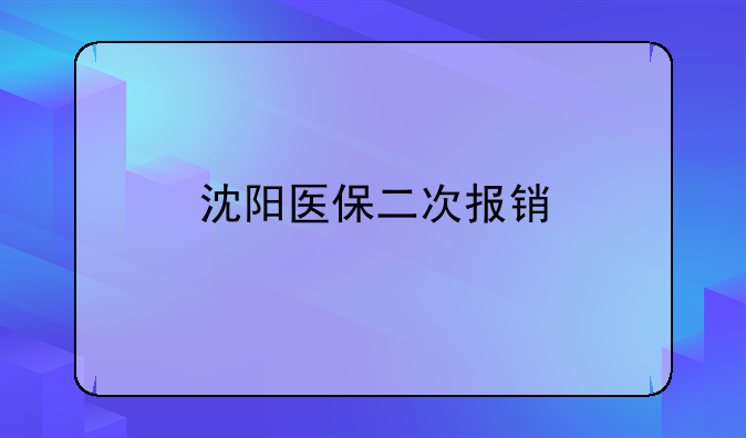 沈阳医保二次报销