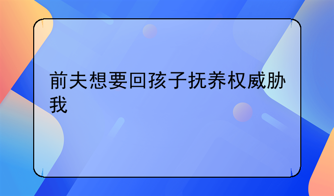 前夫想要回孩子抚养权威胁我