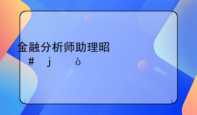 金融分析师助理是干什么的？