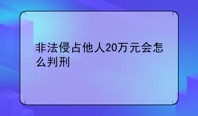 非法侵占他人20万元会怎么判刑