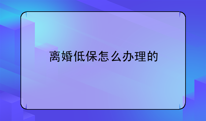 离婚低保怎么办理的