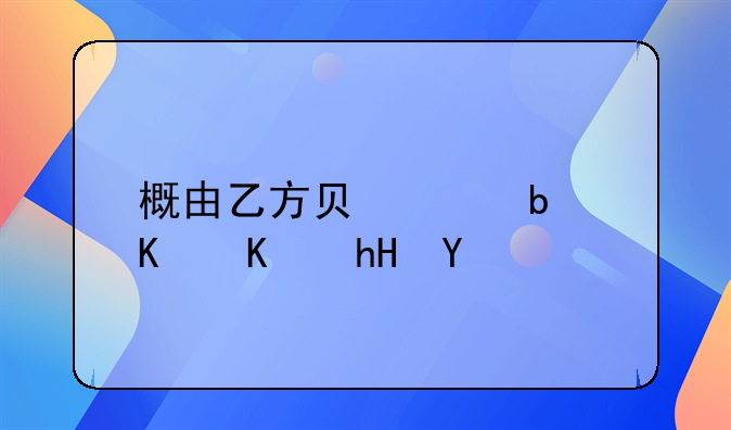 概由乙方负责是什么意思