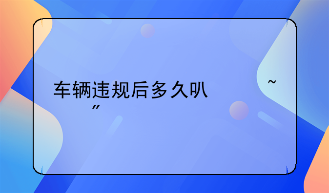 车辆违规后多久可以查到