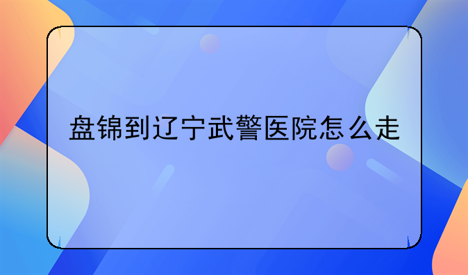盘锦到辽宁武警医院怎么走
