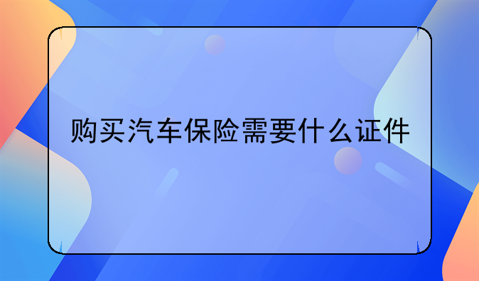 购买汽车保险需要什么证件