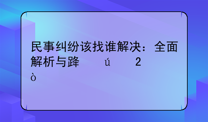 民事纠纷该找谁解决：全面解析与路径指引