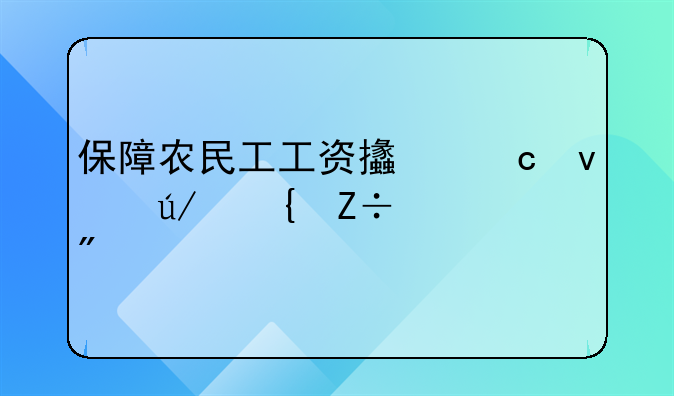 保障农民工工资支付条例实施细则