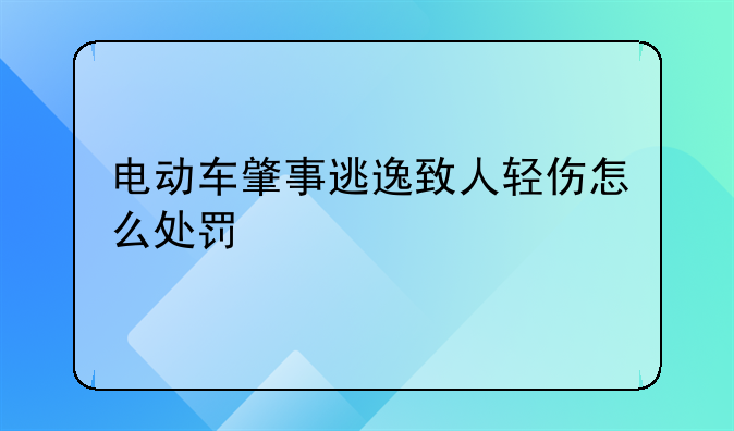 电动车肇事逃逸致人轻伤怎么处罚