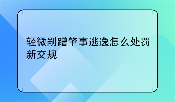 轻微剐蹭肇事逃逸怎么处罚新交规