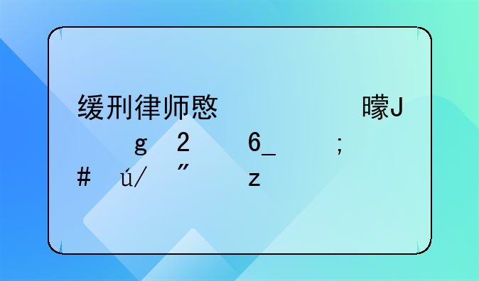 缓刑律师意见书撰写指南与案例分析