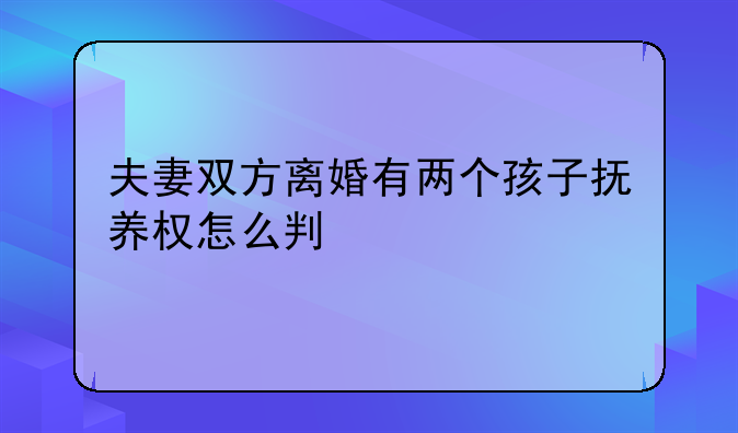 夫妻双方离婚有两个孩子抚养权怎么判