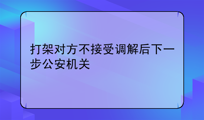 打架对方不接受调解后下一步公安机关