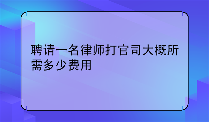 聘请一名律师打官司大概所需多少费用