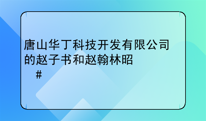 唐山华丁科技开发有限公司的赵子书和赵翰林是什么关系